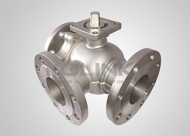 Valve à bille à trois voies en acier coulé en acier inoxydable L-port T-port antistatique