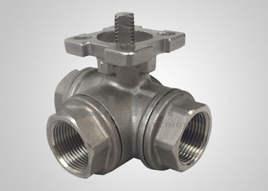 Valve à bille à trois voies en acier coulé en acier inoxydable L-port T-port antistatique